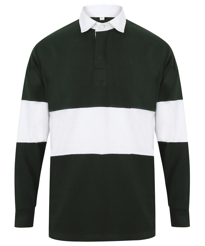 Front Row Panelled Rugby Shirt - Bottle/White