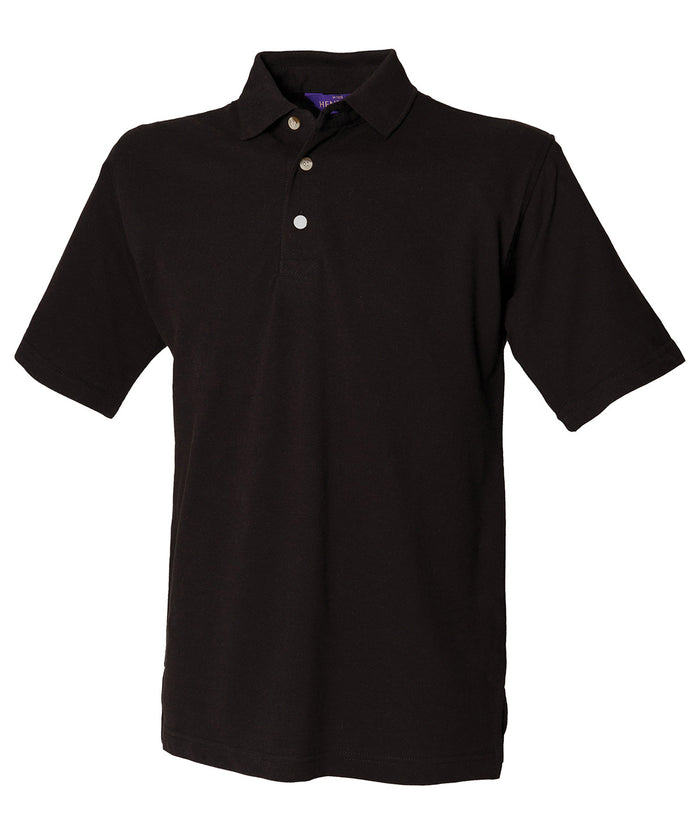 Henbury Classic Cotton Piqué Polo with Stand-up Collar - Black*†