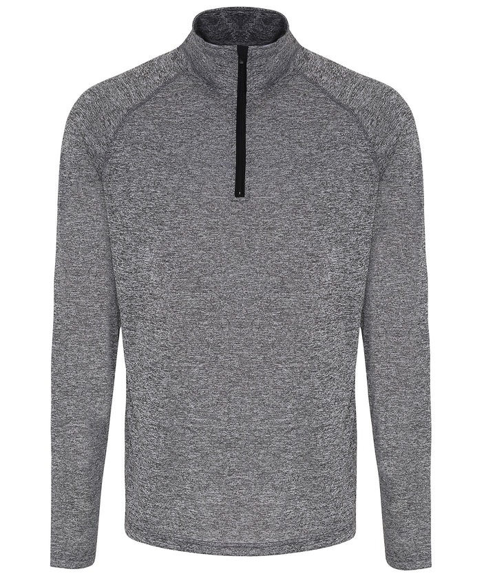 Men's TriDri® Long Sleeve Performance ¼ Zip Top - Black Melange/Black