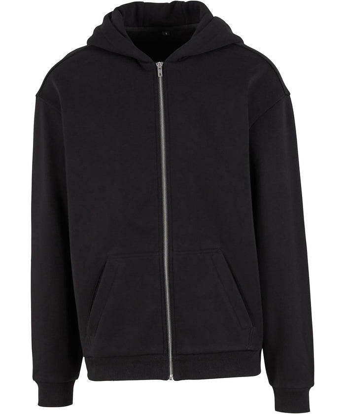 Build Your Brand Loose-fit Zip Hoodie - Black