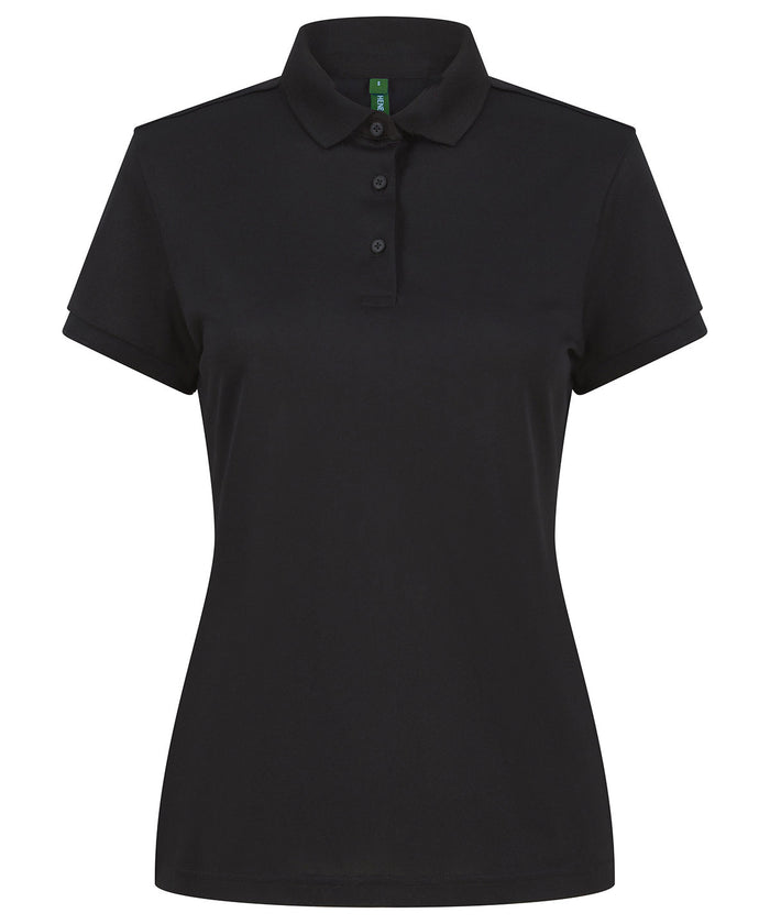 Henbury Women’s Recycled Polyester Polo Shirt - Black