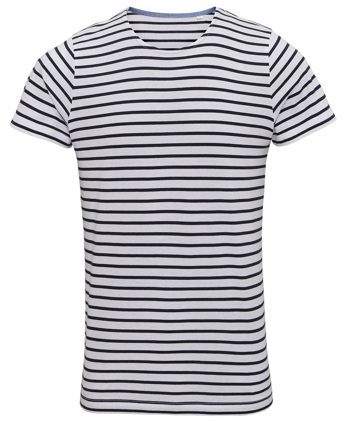 Asquith & Fox Men's Marinière Coastal Short Sleeve Tee - White/Navy