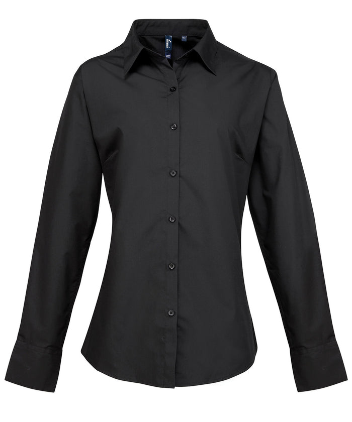 Premier Women's Supreme Poplin Long Sleeve Shirt - Black