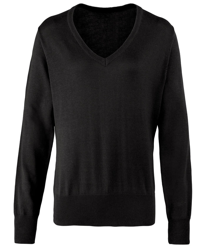 Premier Women's V-neck Knitted Sweater - Black