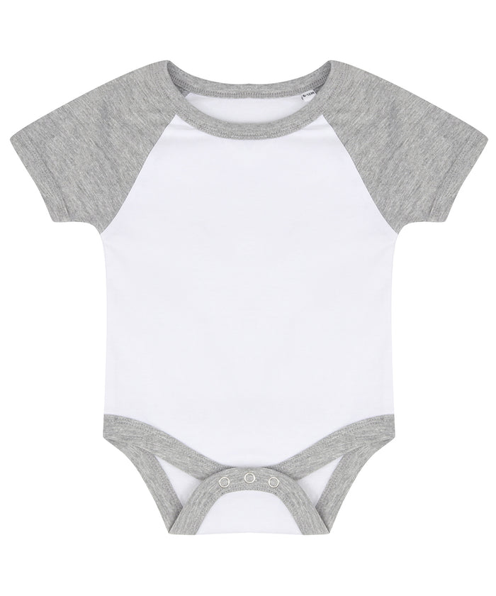 Larkwood Essential Short-sleeved Baseball Bodysuit - White/Heather Grey