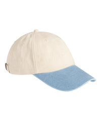 Beechfield Contrast Peak Low-profile Vintage Cap - Natural/Vintage Light Blue
