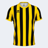 Errea Shirt Strip Short Sleeve - Black Yellow