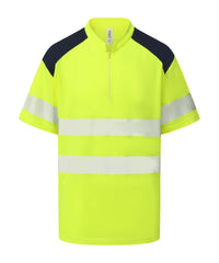 Yoko Hi-vis Mandarin Collar Zip Neck Comfort Trim Polo - Hi-vis Orange