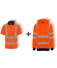 Hi-Vis Crew Pack in HV Orange/Navy - 5 Polos and 5 Hoodies