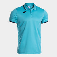 Joma Combi Premium Short Sleeve Polo (Junior) - Fluorescent Turquoise Navy Blue