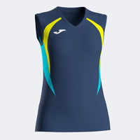 Joma Championship Sleeveless Shirt (Junior) - Fluorescent Yellow Dark Navy