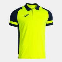 Joma Phoenix III Short Sleeve Polo (Junior) - Fluorescent Yellow Navy Blue